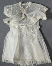 Vintage Baby Christening Gown Robe 3 Piece Embroidery Lined Tie Closure