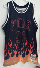 Mitchell Ness Dennis Rodman Chicago Bulls 1997-98 Flame Swingman Jersey 2XL