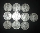 Walking Liberty 90% Silver Half Dollars - LOT of 10 - $5 Face Value