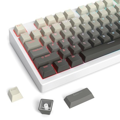 135-Key Double-Shot Pbt Light-Transmitting Grey Keycaps, Oem Profile Minimalist_