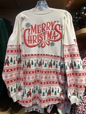 Disney Parks Holiday Santa Mickey Mouse Merry X-Mas Isle Adult Spirit Jersey NWT