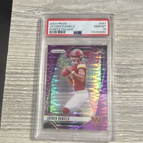 2024 Panini Prizm Jayden Daniels Rookie #347 Purple Pulsar Prizm PSA 10