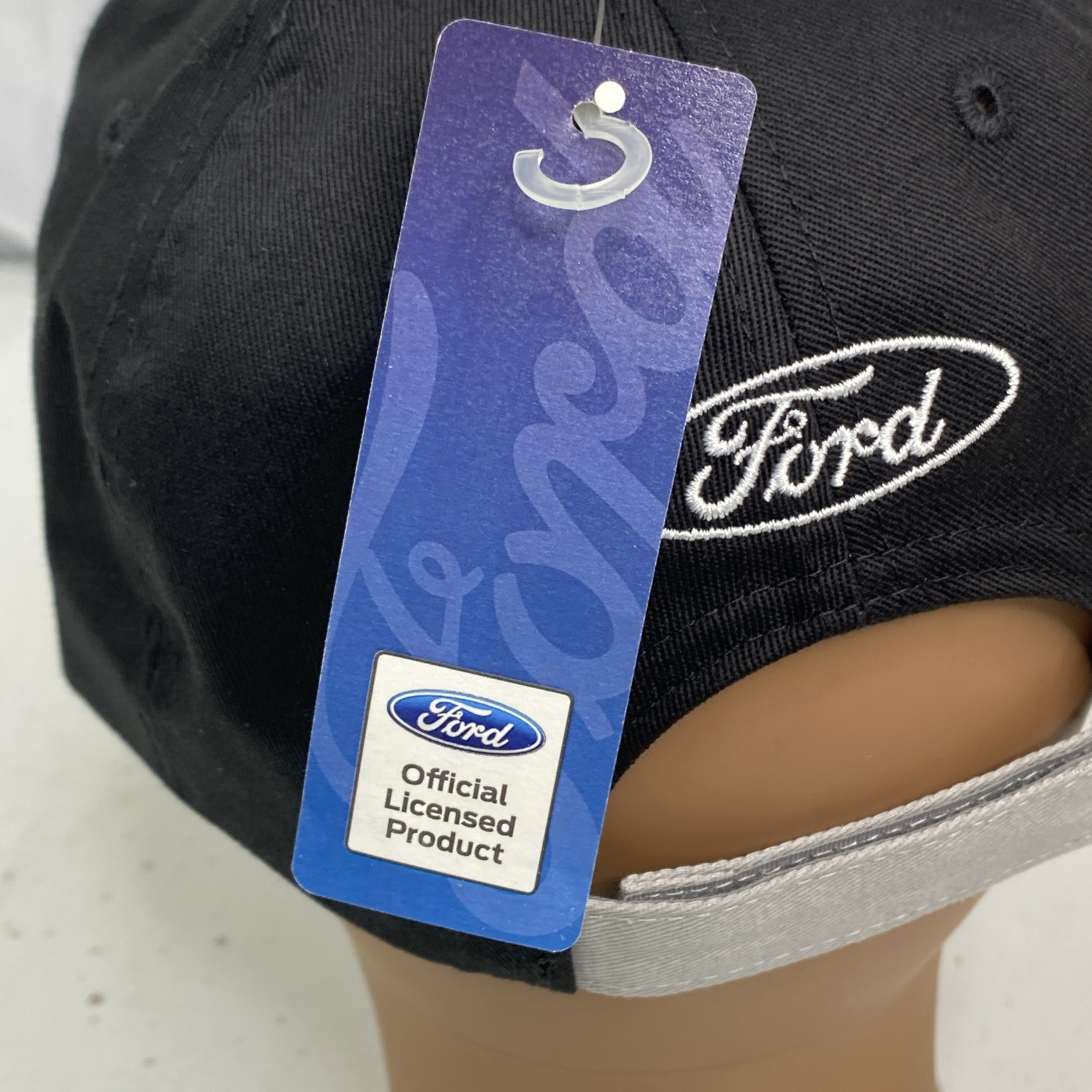 NUOVO cappello berretto Ford Mustang nero e grigio con emblema logo pony nero