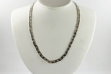 Collar de cadena vintage de plata esterlina maciza de 30 pulgadas de eslabones marineros Alfi Italia