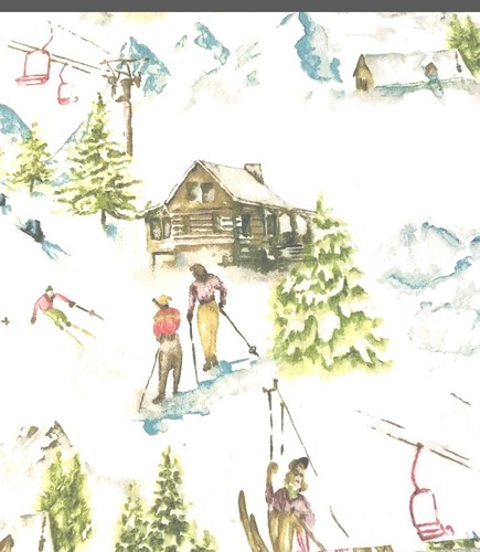 Cuddledown Alpine Ski Theme Duvet Cover Queen Sz 100% Cotton Rare HTF Ski Lodge - Picture 1 of 5
