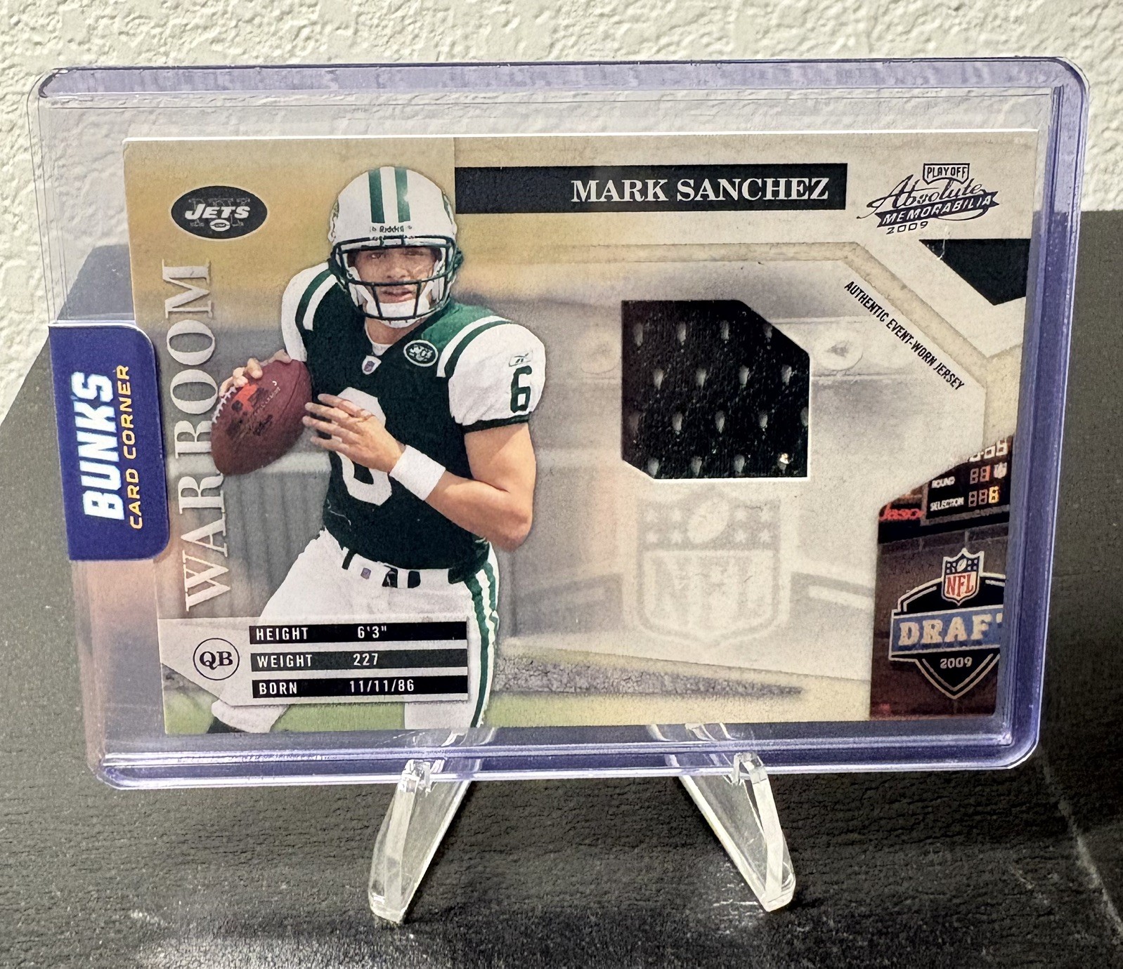 Mark Sanchez Playoff Absolute Memorabilia War Room #12 Material-Jumbo Jersey Prime Number
