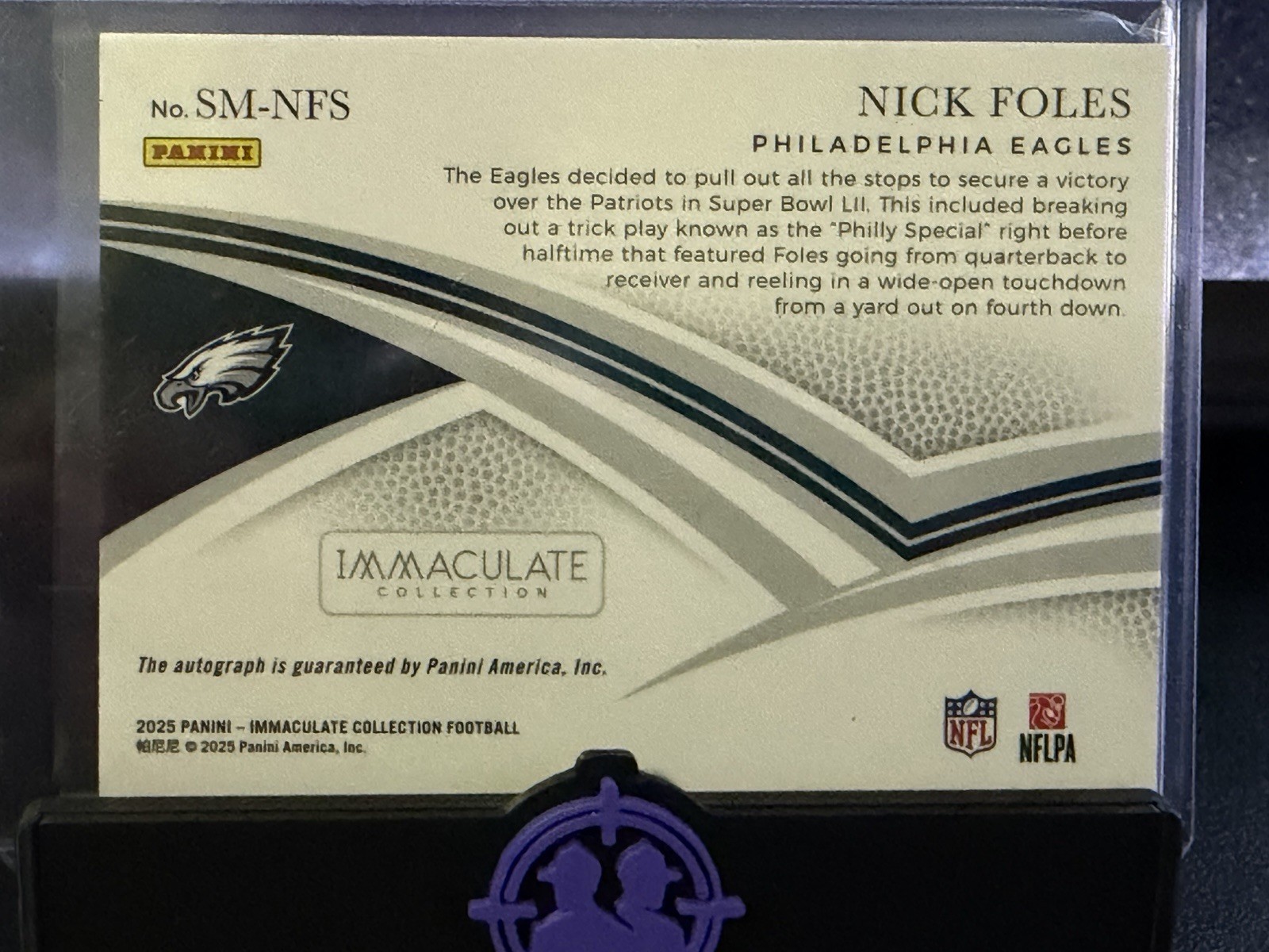 Panini Immaculate Collection 2025 Nick Foles Signature Moves Auto SM-NFS 25/25 view 2