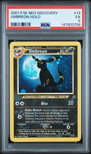 2001 P.M. Neo Discovery Umbreon Holo PSA 5 13/75