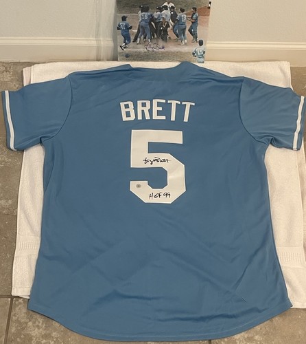 Maglia personalizzata firmata/autografata George Brett e baseball, foto 8x10 KC Royals GTSM - Foto 7 di 19