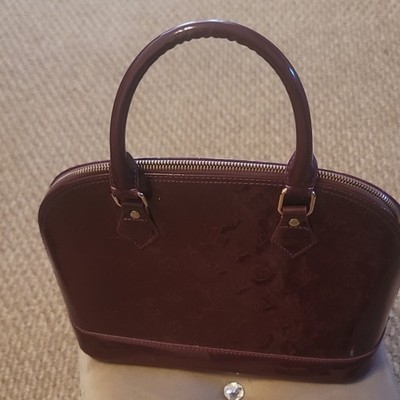Louis Vuitton Monogram Vernis Patent Purple Alma Satchel Zip Lock Gold HW