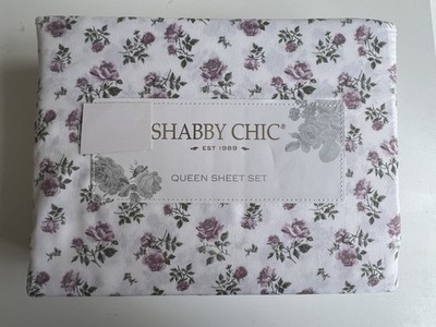 Shabby Chic Queen Sheet Set Floral Microfiber White Purple Green OEKO-TEX