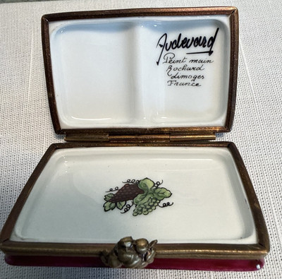 Vintage Peint Main Wine List Book Wine Bottle Trinket Box Limoges Rochard Neiman