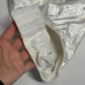 Vtg Vanity Fair Teddy Lingerie Size 34C White Floral Satin Jacquard Bridal Sexy