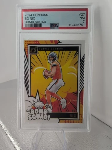 2024 Panini Donruss Bomb Squad Bo Nix #27 (RC) PSA 7 Denver Broncos Rookie Card