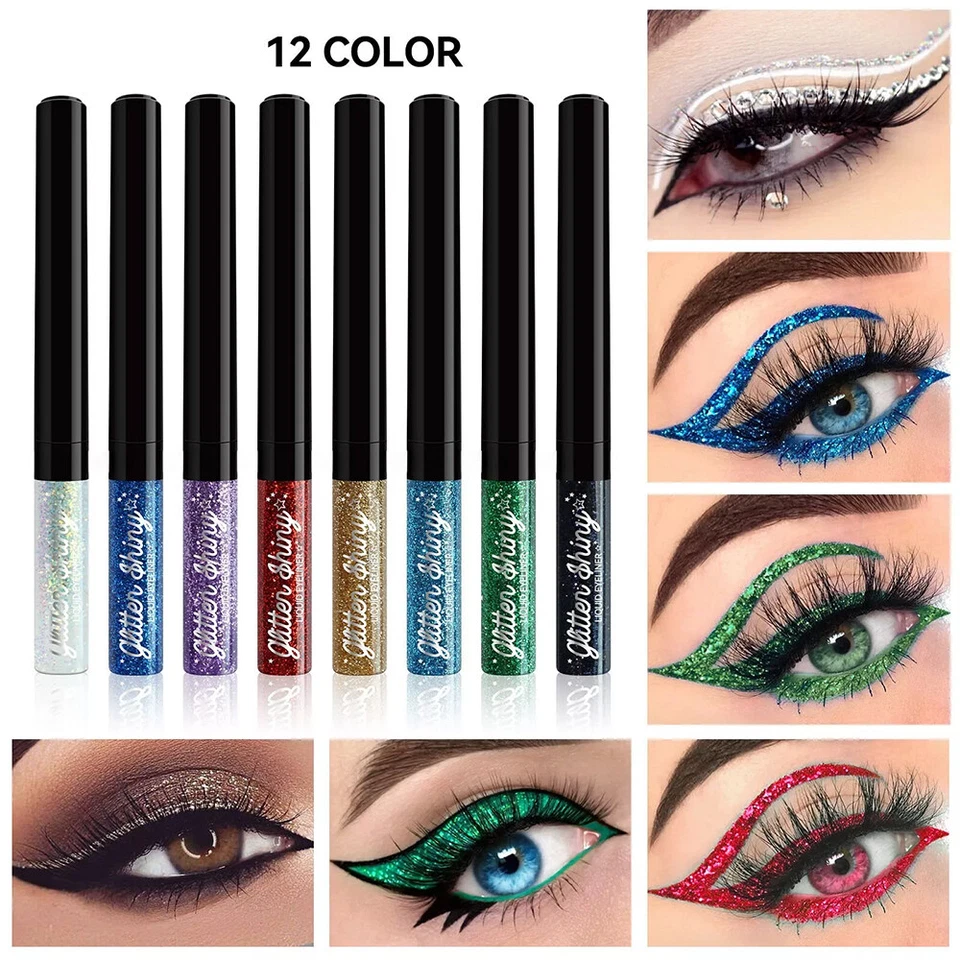 12 Color Glitter Eyeshadow Lip EyeLiner Eye Shadow Pencil Shimmer Pen Makeup 」 - Image 2 of 4