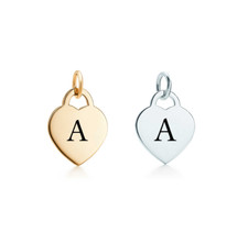 Gold Silver Letter Initial Monogram Name Heart Charm for Bracelet Necklace DIY