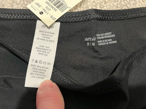 Aerie High Cut Cheeky Bikini Bottom Black-Medium-NWT - Picture 3 of 6
