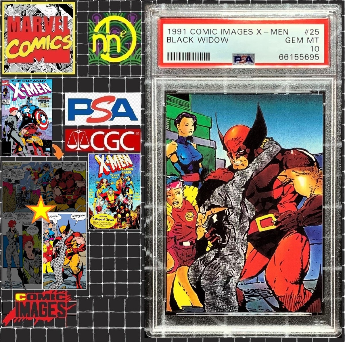 1991 Marvel Comic Images X-Men - #25 Wolverine Black Widow PSA 10