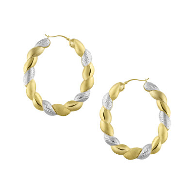 2 3/4'' runde gedrehte Creolen verklebt 1/10 10k Gelbgold