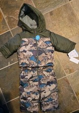 CARTERS 2 PIECE HOODED SNOWSUIT SIZE 12M, Dinosaurs, NWT