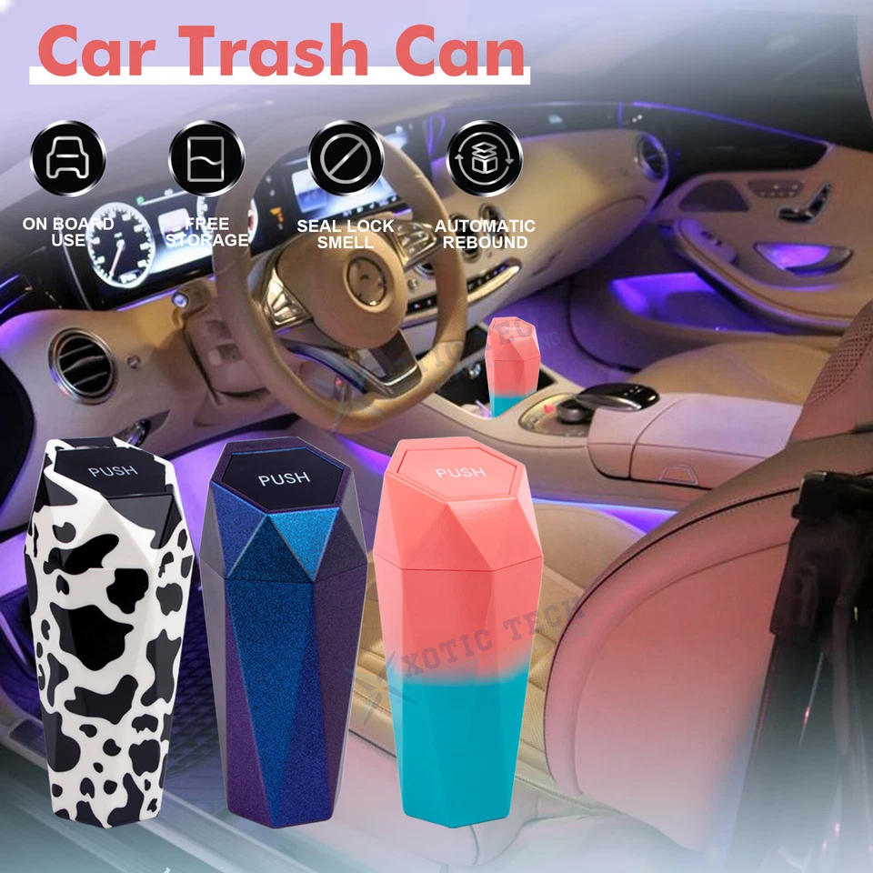 Cubo de basura portátil de lujo para automóvil con tapa para mujeres novias amantes Foto 2 de 4