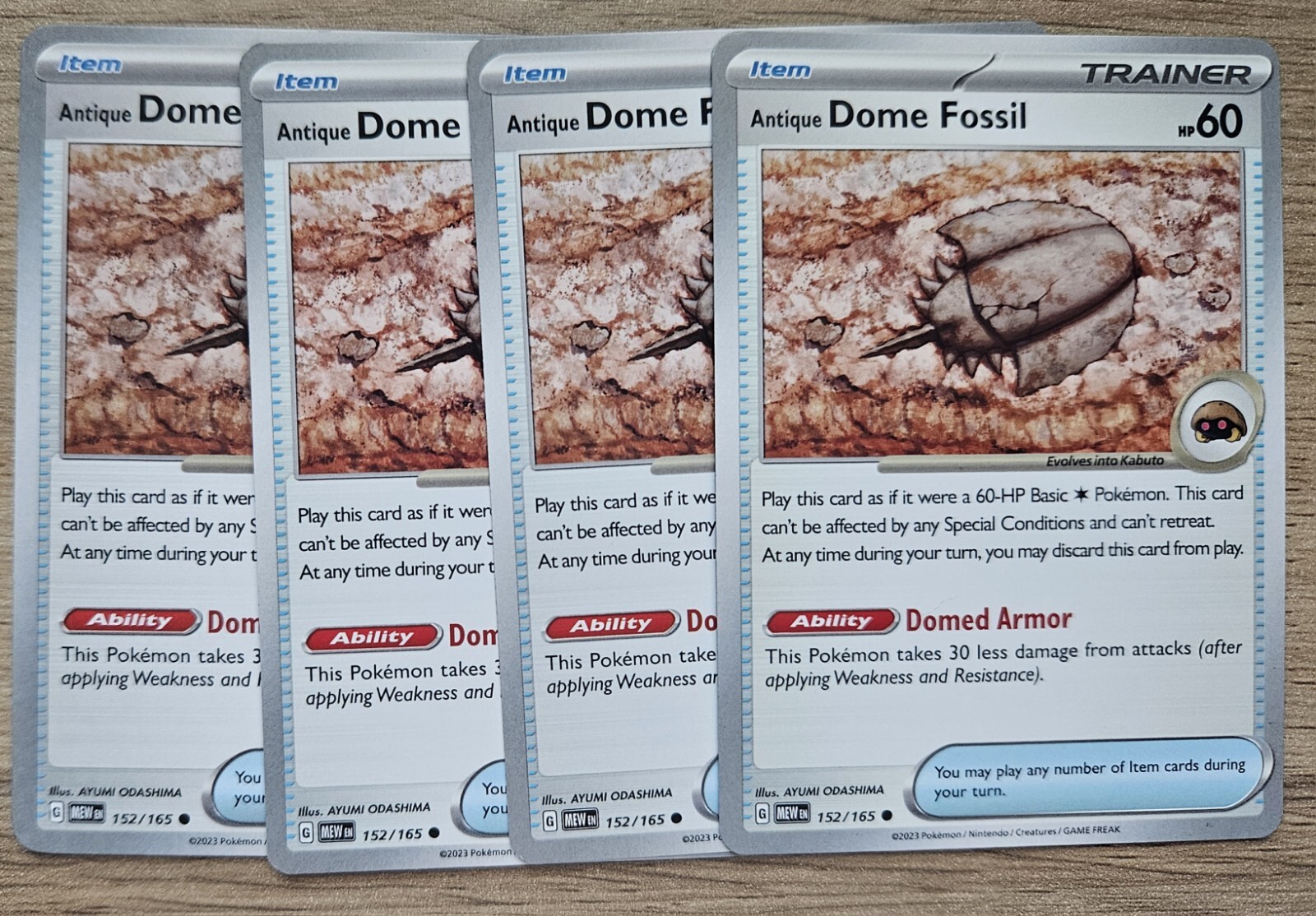 Pokemon Card 151 4x Playset Antique Dome Fossil 152/165 Near Mint