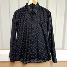 Gabicci Mens Shirt Grey Size L Large Needlecord 100% Cotton Spotty Mod Ska