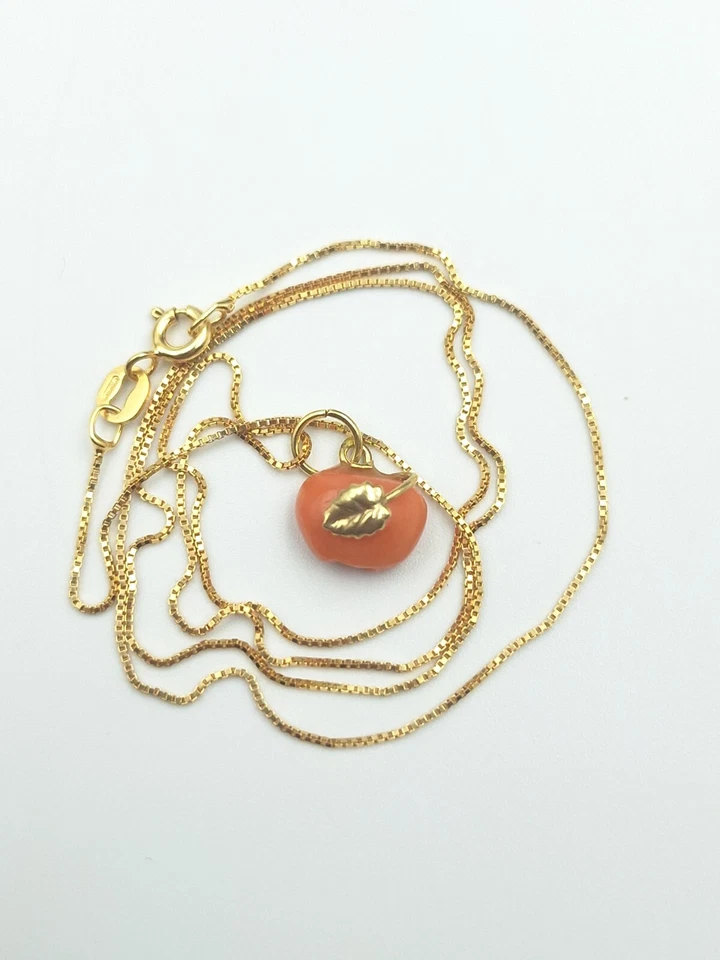 Collana ciondolo corallo Rosa Antico del Giappone Naturale e Argento 925  50 cm - Immagine 3 di 4