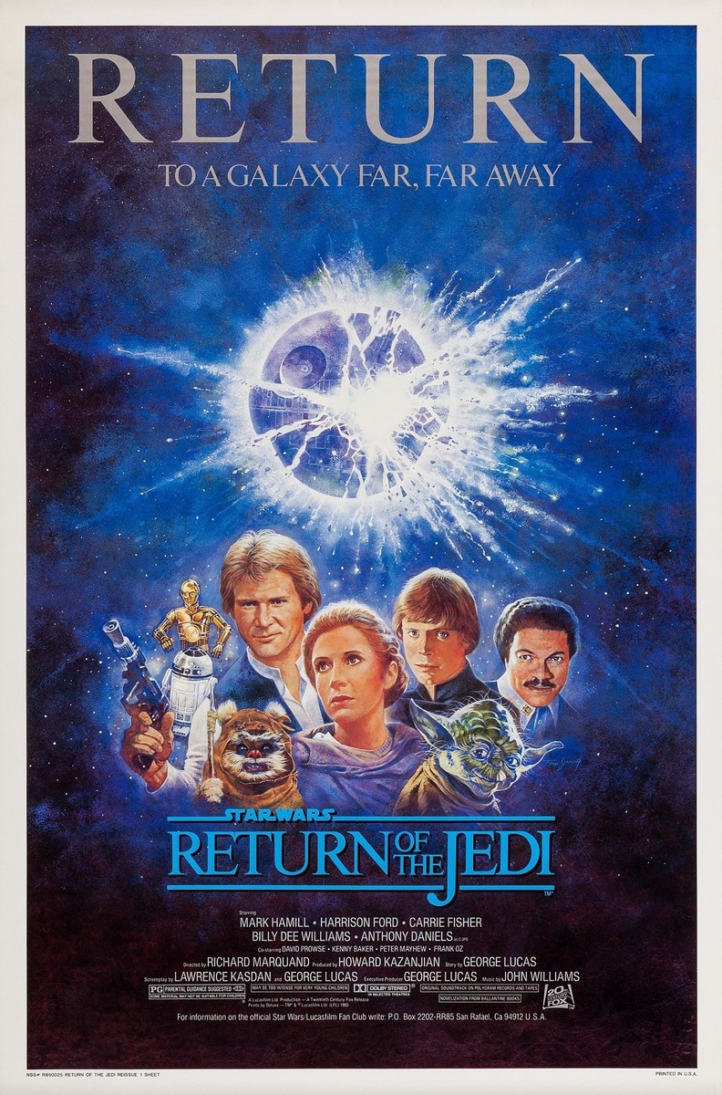 RETURN OF THE JEDI (1983) ORIGINAL MOVIE POSTER - RE-RELEASE 1985