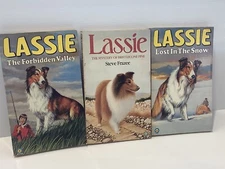 Lassie Dog Vintage 80s Books  X3 PB Forbidden Valley Bristlecone Pine Lost Snow
