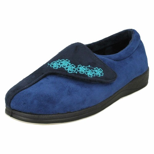 Pantuflas de gancho y correa de bucle para damas almohadillas ajuste ancho EE - Imagen 10 de 98