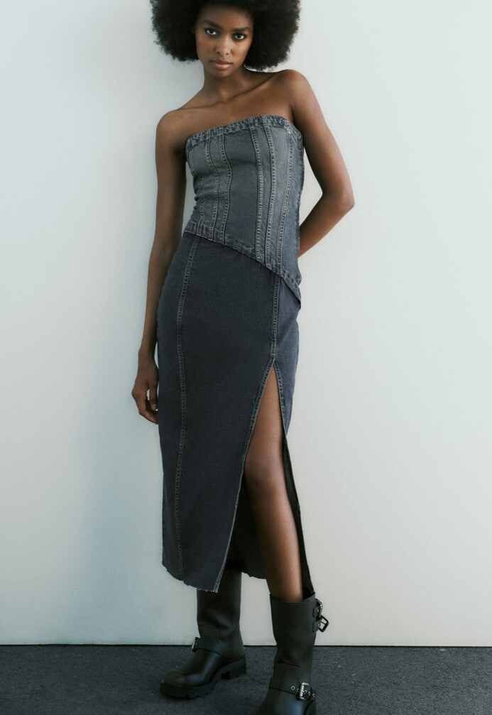 zara strapless denim dress Julia Denim Dress – Annie Finch Boutique main image 1