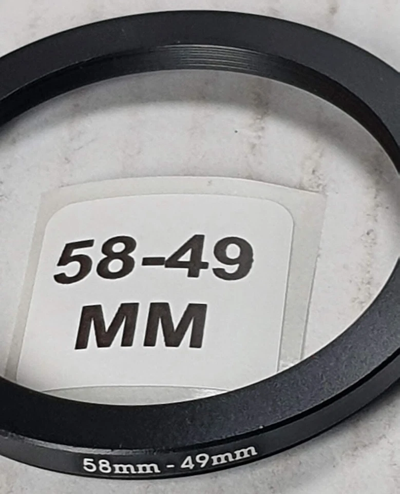 58-49mm Step-Down Lens Filter Converter Adapter Ring 58mm-49mm Metal E58 to E49 - Image 3 of 4