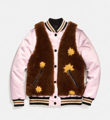 coach shearling varsity jacket