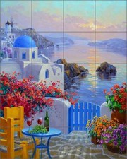 Ceramic Tile Mural Backsplash Senkarik Mediterranean Seascape Art MSA165