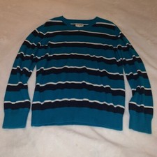 Boys Size Large 10-12 The Children's Place V Neck Sweater Turquoise Navy Stripes