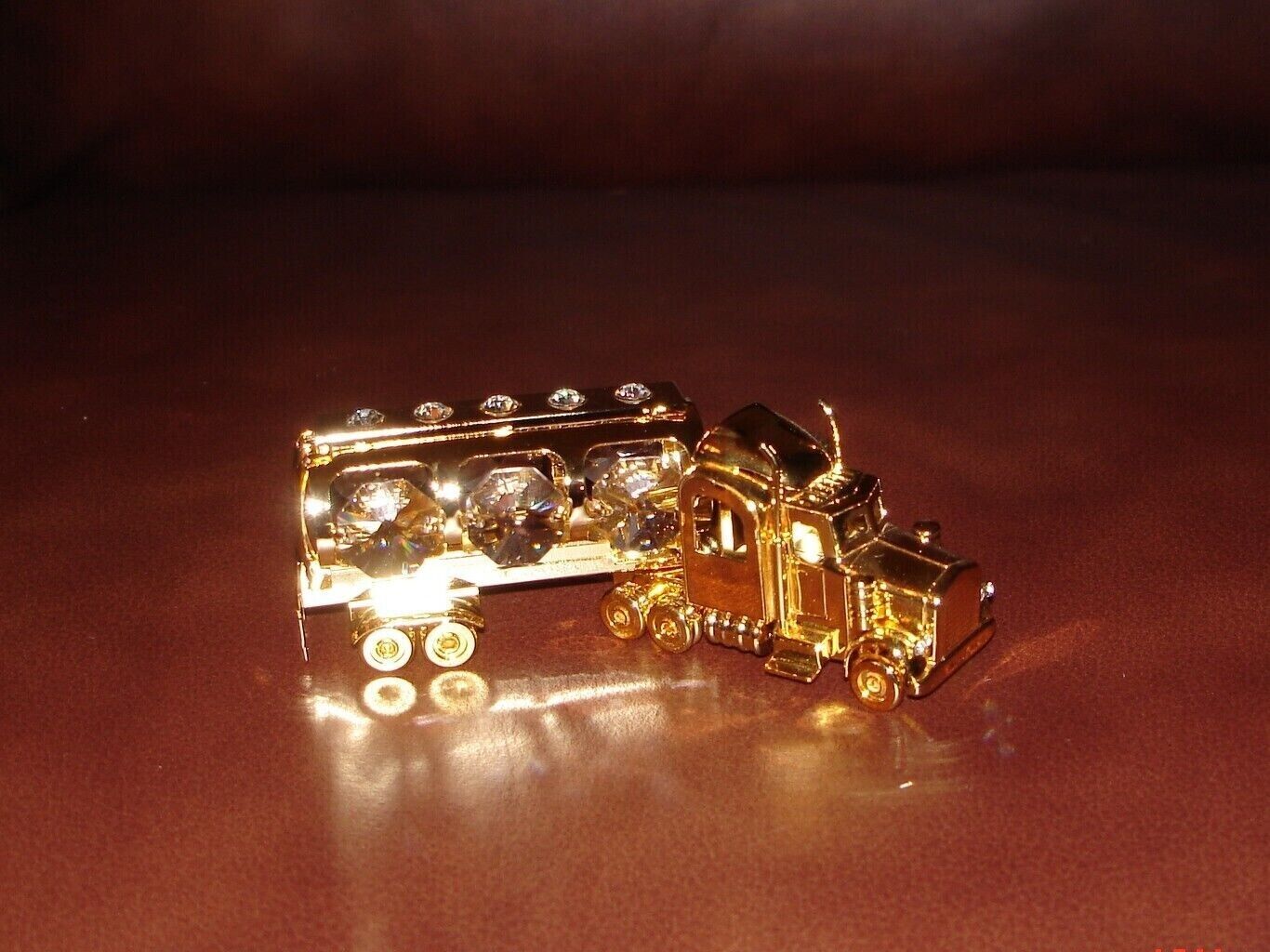 OIL TRUCK~24K GOLD PLATED FIGURINE MADE WITH SWAROVSKI CRYSTAL PARTS