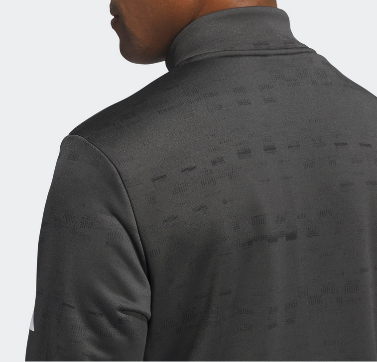 New Adidas Core Printed Quarter Zip Golf Pullover CARBON/BLACK