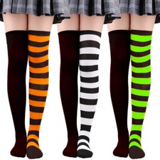 Cool Ladies Extra Contrast Long Socks Top Stay Up Thigh High Over the Knee Socks