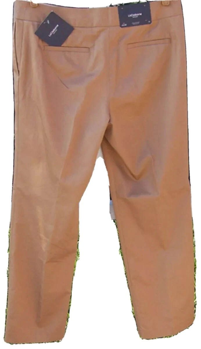 LIZ CLAIBORNE BROWN EASY CARE DRESS COTTON MID RISE TROUSER PANTS 14 /32 NEW