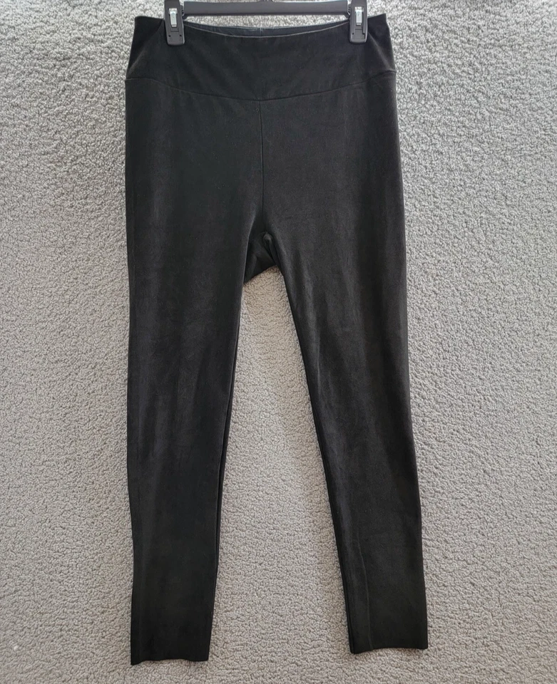 Espléndidos leggings de gamuza sintética para mujer grandes negros estilo pull-on Foto 2 de 4