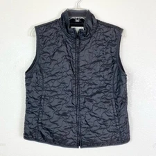 Prospirit Black Squiggly Stitched Quilted Zip Up Vest Size L