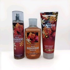 Bath  Body Works Wild Madagascar Vanilla Mist, Cream  Body Wash Trio Set