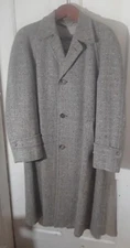Vintage Curlee Cloths Brown Tweed Men's Long Over Coat Sz.42