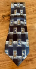 Basics By Croft & Barrow Black Gray 100% Italian Silk Tie Geometric Made In USA