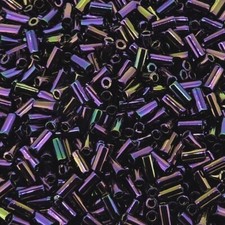 Miyuki Bugle Beads Size 1, 3mm x 1.5mm, 19.5 Gram Tube, Purple iris