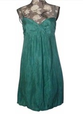 Ann Taylor 6 Crinkle Silk Dress 100% Silk Seafoam Green Empire Waist Sleeveless