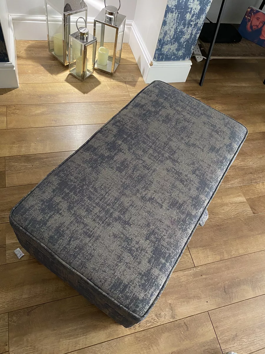 Harveys Navy silver Grey Ottoman Storage Footstool