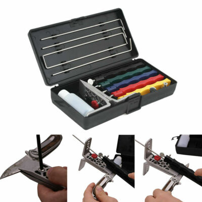 Durable Kitchen Knife Sharpener Set Sharpening System Fix-angle W/ 5 Stone Kit