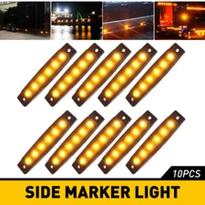 10PCS Smoked 6 LED Side Marker Clearance Light Indicator For Truck Trailer Boat